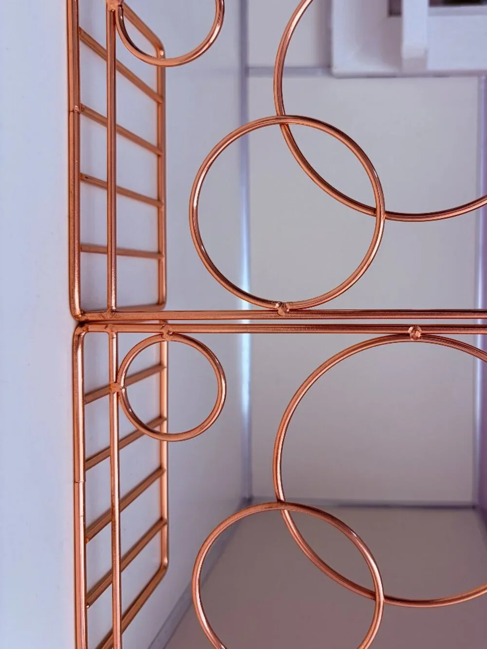 Rose Gold Metal Wire Bookends Circle & Square Geometric Set of 2